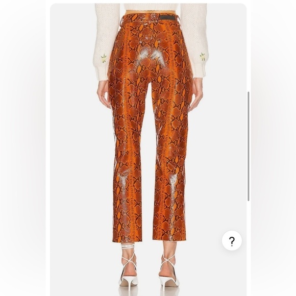GRLFRND Shiloh 100% Leather, Orange Snake print pants 🧡sz 27 NWT! - Picture 3 of 8